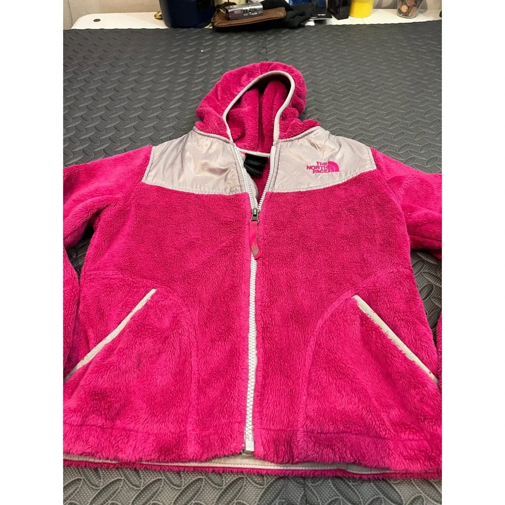 The North Face Fleece Hoodie Girls S 7/8 Pink Full Zip Hooded Jacket